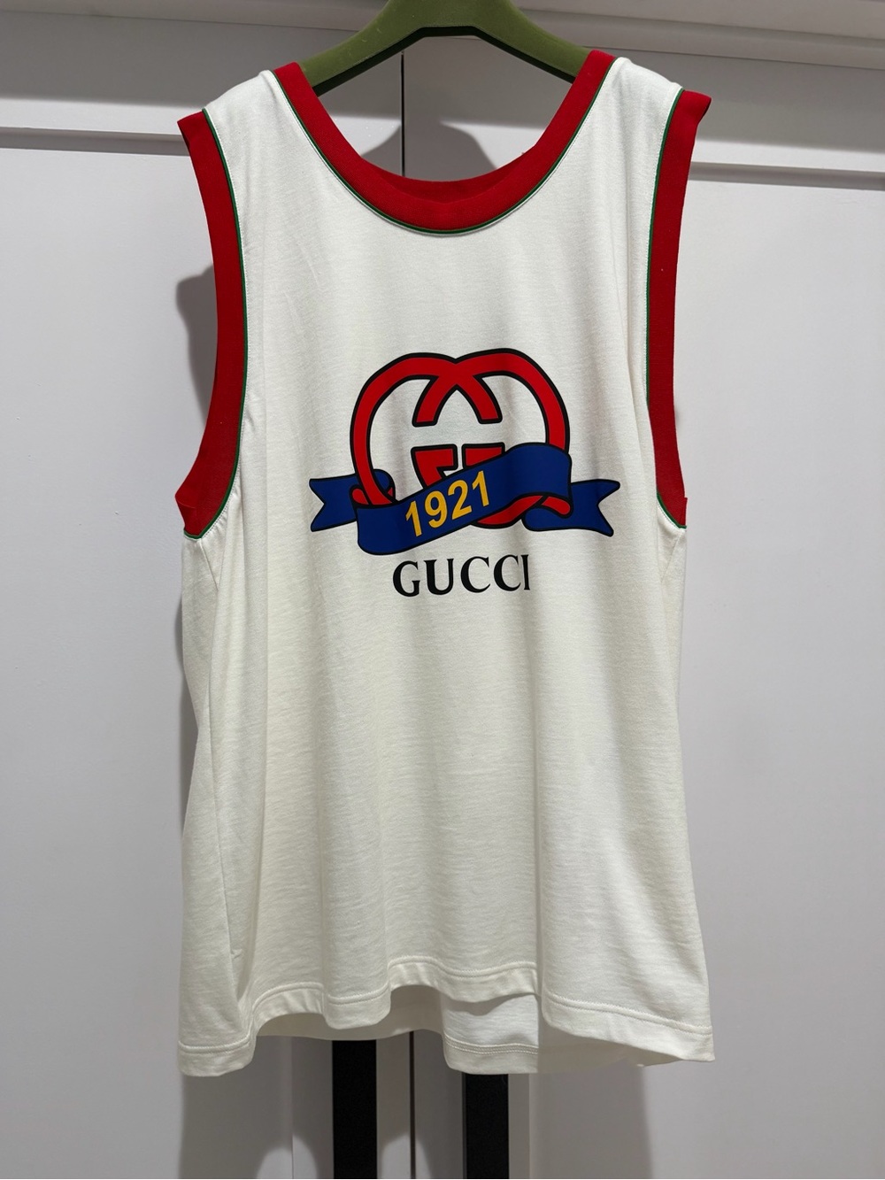 Gucci White Tank with Red and Green Trim